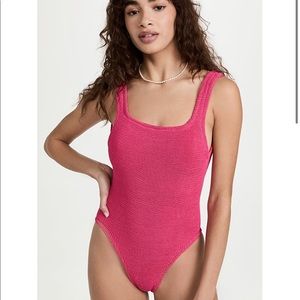 Hunza G Square Neck Swimsuit in Fuchsia